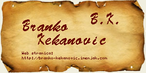 Branko Kekanović vizit kartica